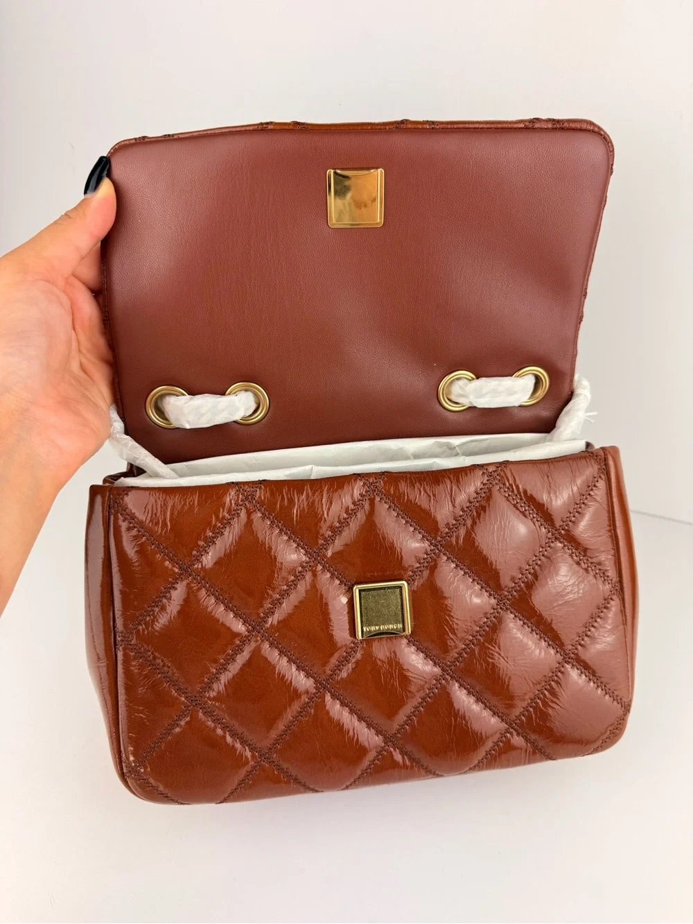 Tory Burch Willa Shine Small Quilted Shoulder Bag Java $645